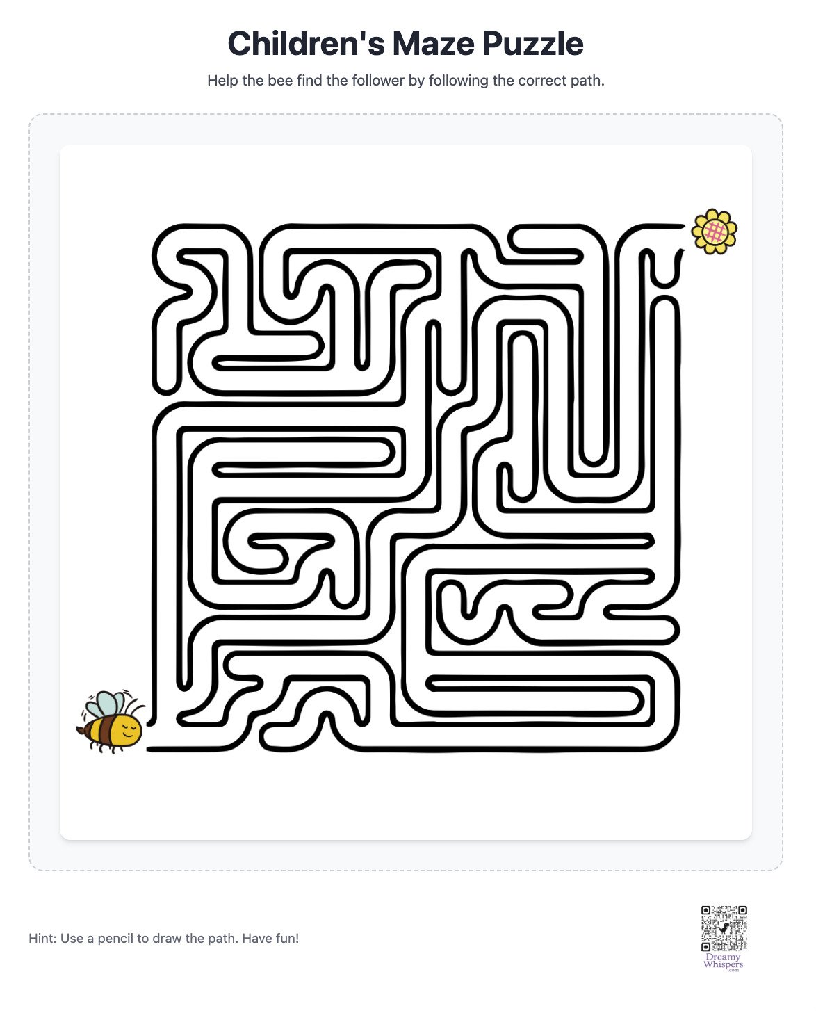 A printable maze puzzle with an animal theme for children.
