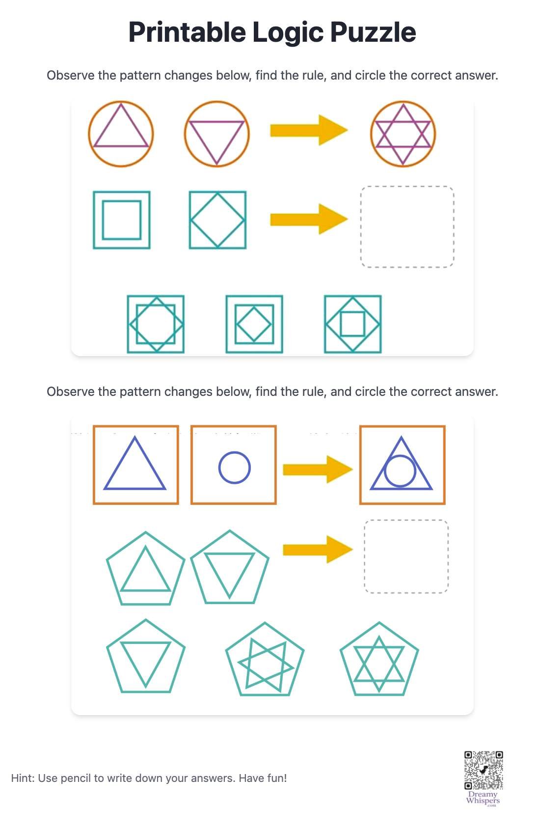 Fun logic game for preschoolers to improve problem-solving