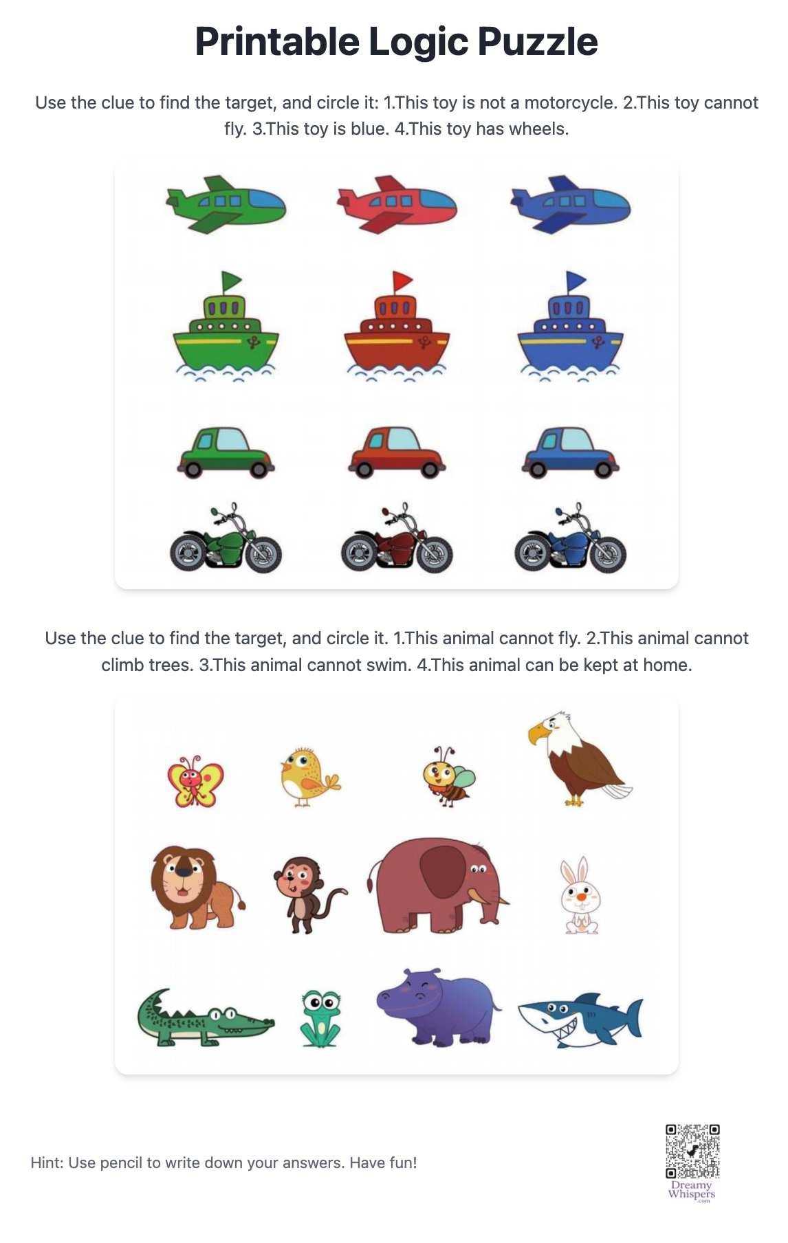 Brain-boosting printable puzzle for early learners